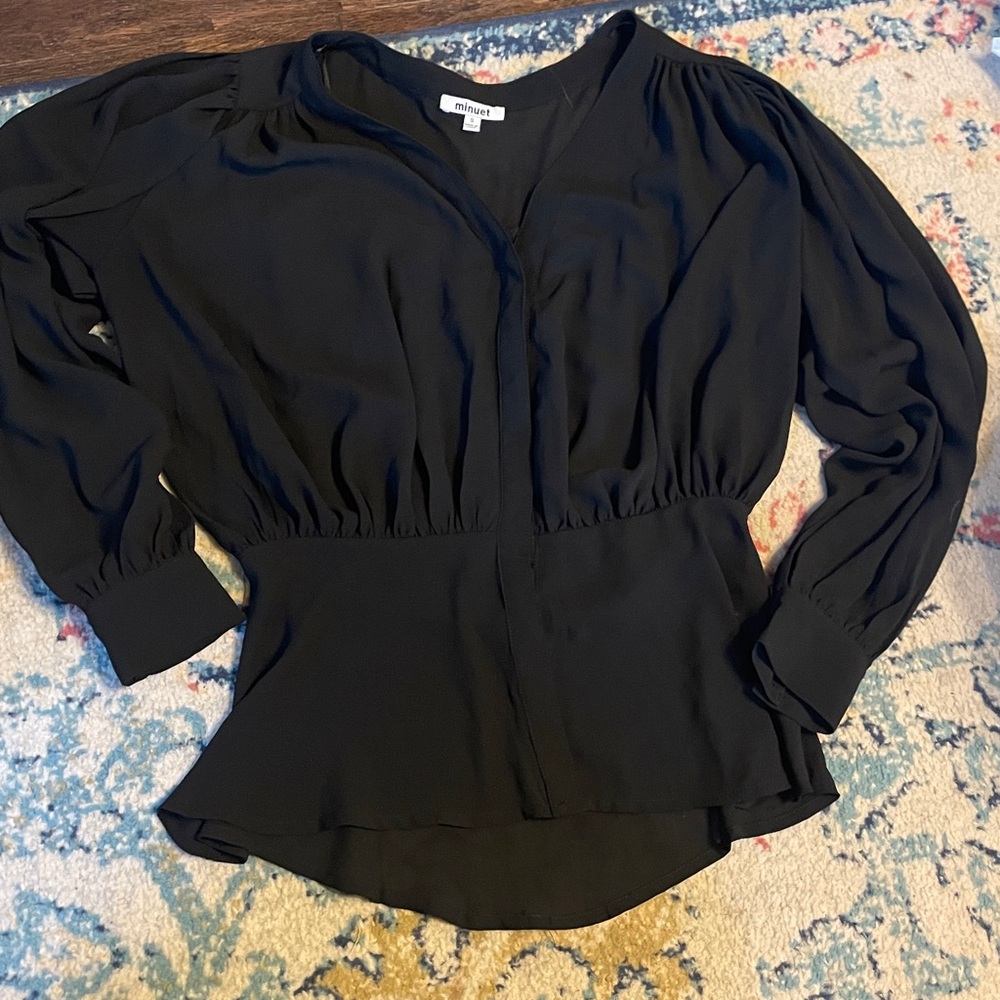 Minuet Black Empire Waist Blouse Size Small NWOT